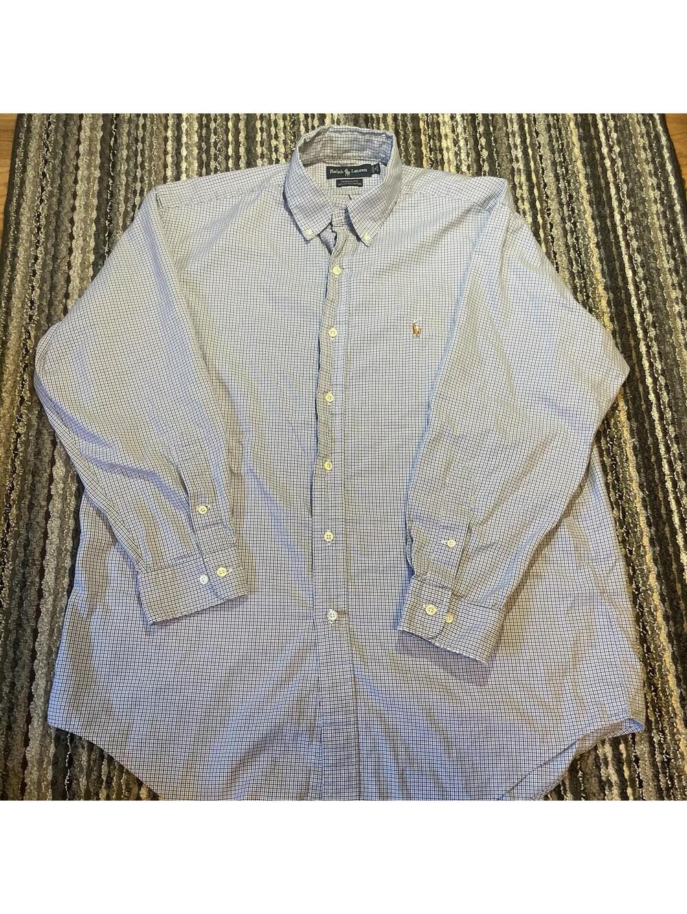VTG Polo Ralph Lauren Shirt Flesh Pony Yarmouth Cotton Oxford 16 (Fit 17) Check